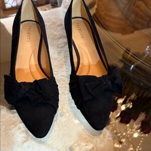 Talbots Black Pointed-Toe Bow Pumps